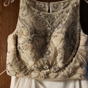 Elegant Asymmetrical Cream Dress with Intricate Beading